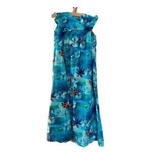 Vintage Pacific Isle Hawaii Girls Dress Size 4 Blue Floral